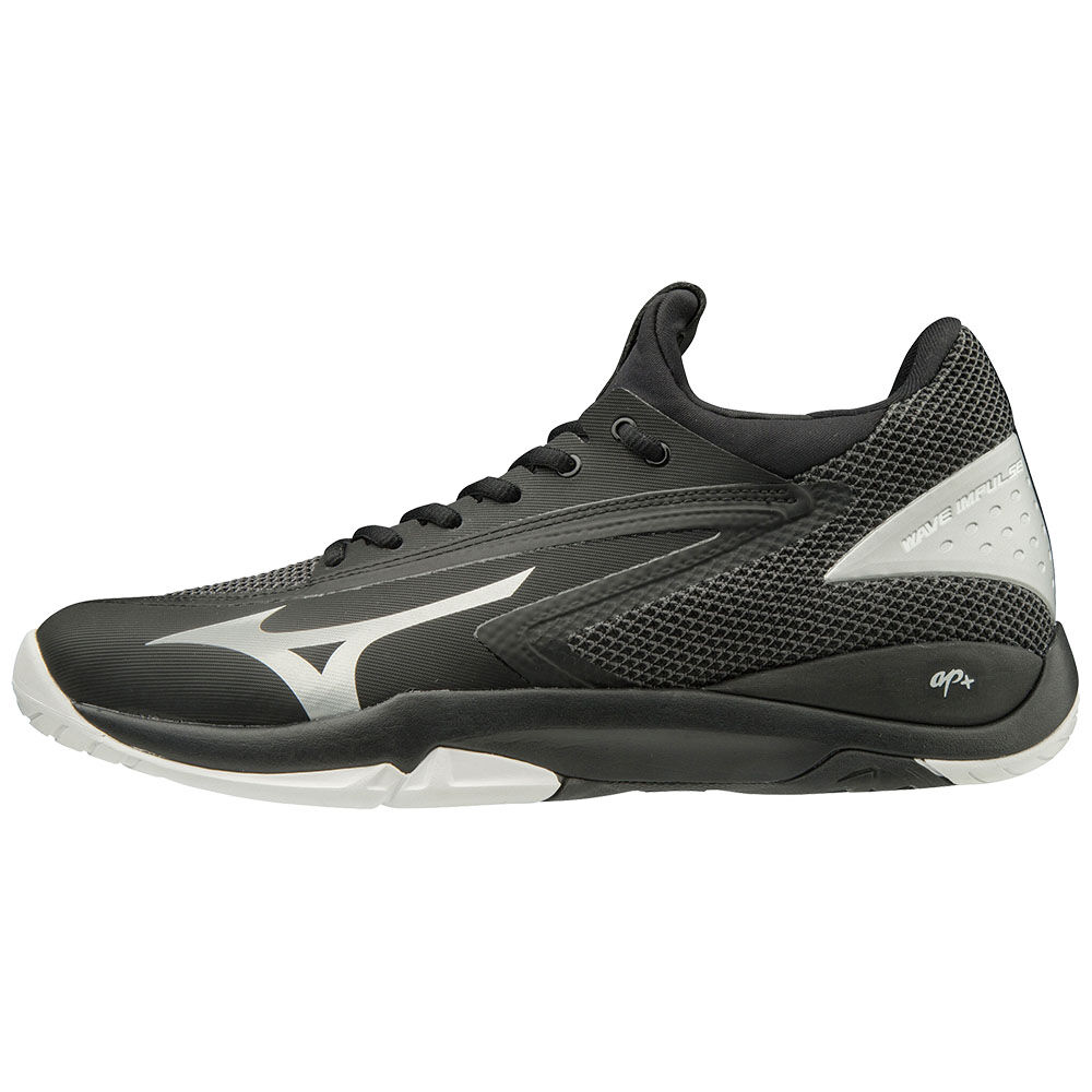 Mens Mizuno WAVE IMPULSE AC Tennis Shoes Black/Silver/White Philippines (WEKSBD279)